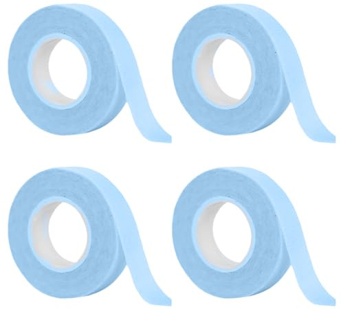 YAPKOLV 4 Rollos Autoadhesivos, Micropore Hautamigable, Bandas Quirúrgicas Atmósferas y Flexibles para Curación de Heridas, Deporte, Extensión de Pestañas (1,25cm x 9,14m) (Azul)