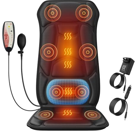 KNONNETD Massage Chair Pad with Adjustable Lumbar Support, Back Massager with Heat,Chair Massager with 8 Vibration Motors for Stress and Fatigue Relief Deep Tissue, Gift Massage Seat Cushion