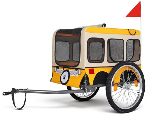 【LuckyNote】 Large Folding Bike Trailer for Dogs – Heavy-Duty Steel Frame, Spacious Design with 20-Inch Wheels for All-Terrain Cycling, Jogging & Camping Adventure Extra Fat Width 20-1/8in Wheel