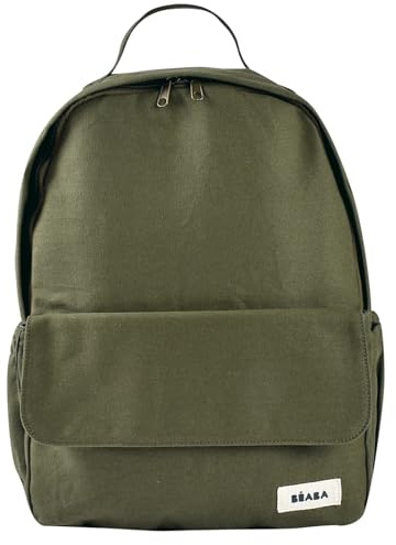 BEABA, Sac à Dos à Langer Tokyo 21L – Sac à Langer Bébé Maman Papa, Format Mains Libres, 9 Poches, Poche Isotherme, Attache Poussette, Tapis à Langer Matelassé, Textile Déperlant, Kaki