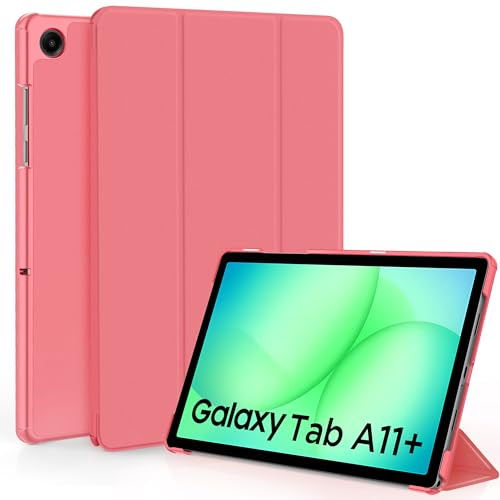 EasyAcc Hülle für Samsung Galaxy Tab A11+ Plus/ A9+ 11 Zoll Ultradünne | PU Leder Schutzhülle mit Standfunktion und Auto Sleep/Wake,Wassermelonenpulver