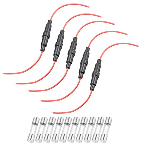 QUARKZMAN 6x30mm Sicherungshalter mit 22 AWG mit 2A Glassicherung | 5 Stück 250V 10/15A Kunststoff Schraubverschluss Feinsicherungshalter