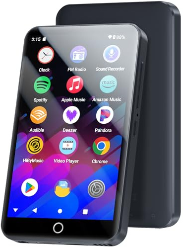 MECHEN Reproductor MP3 Android 13 con Bluetooth WiFi, 3GB RAM + 32GB ROM, 4 Pantalla Táctil, Radio FM, Spotify, Deezer, Audible, Música sin Móvil (H10 96GB)
