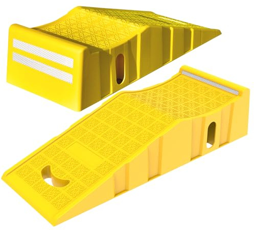 OrangeStar Car Ramps for Oil Changes and Maintenance, 2-Pack Portable Low Profile 6-Inch Lift Car Service Ramps for Garage, Heavy Duty Plastic Tire Ramps (L35in x W13in x H8in)