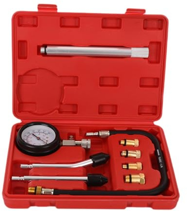 AuspicoJoy Kit de Prueba de Compresión con Rango de Presión de 0 PSI Y Adaptadores (*1, *1.25, M14*1.25, *1.5). Manómetro de Presión para Cilindro