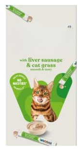 4 X 15g - Liver Sausage & Cat Grass - Smooth & Tasty - Low Calorie -No Added Sugar - Purr-worthy Tasty & Nutritious Treats! - Developed With Vets (Pack Of 4)