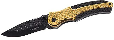 Herbertz Klappmesser - Stahl AISI 420 - schwarz beschichtet - Daumenpins - Liner Lock - Kunststoff und Edelstahl - Gürtelclip, 22,0cm