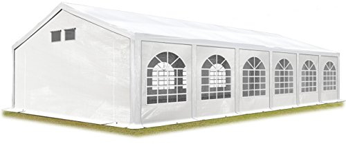 Partyzelt Festzelt 6x12 m in weiß Professional PE Plane 550 N Wasserdicht UV Schutz mit BODENRAHMEN Gartenzelt