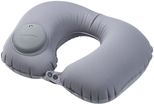 PEARL Reisekissen: Ultraleichtes Reise-Nackenhörnchen, integrierte Luftpumpe, anthrazit (Reise-Nackenkissen aufblasbar, Nackenkissen mit Pumpe, selbst Aufblasbares Kissen)