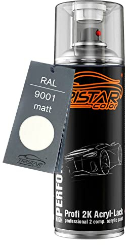TRISTARcolor RAL 9001 Cremeweiss matt 2K-Acryl-Lack Spraydose | Sprühdose 400 ml, schnelltrocknend