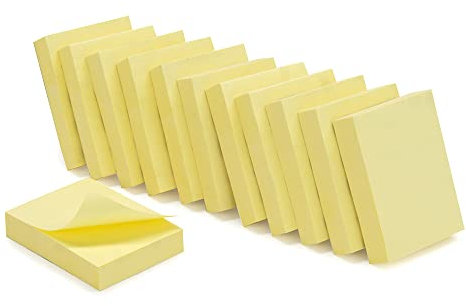 WAYTEX 931640 1200 Haftnotizen, repositionierbar, Pastellgelb, 12 Blöcke à 100 Blatt, 3,7 x 5 cm, vertikal, 12 Blöcke à 100 Blatt