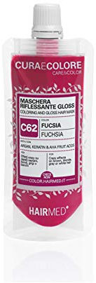 HAIRMED Cura&Colore Maschera Riflessante Fucsia C62, Nutriente, Ravvivante, Tonalizzante alla Cheratina, per Capelli Naturali, Colorati e con Mèches, 40 ml