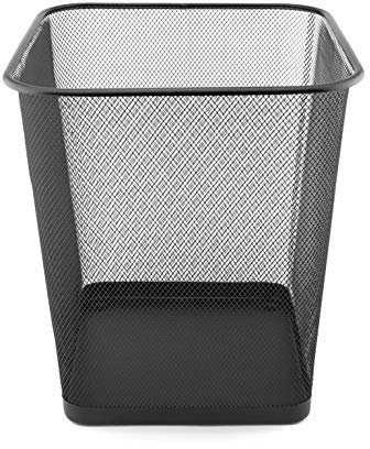 D.RECT Papelera Escritorio 18L - Papeleras Oficina, Habitacion de Malla Metálica - Negro