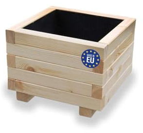 alfalux Hochbeet 40 x 40 x 30H cm mit 1x Wasserablauf Blumenkasten aus Holz Pflanzkübel Garten Balkon Terrasse Pflanzkasten AB40KAN4030