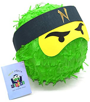 Nislai® Ninja Piñata | idéal pour la fête Ninja | Cadeau d'anniversaire | Pinata d'anniversaire | Couleur au Choix: Vert, Noir, Bleu, Rouge (Vert)