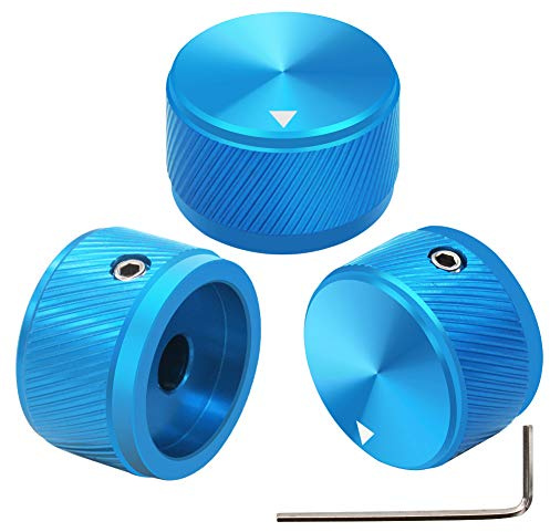mxuteuk 3Stück Gitarre Knöpfe Blau Aluminium Rotary Potentiometer Drehknoepfe für E-Gitarren Bassschraube Ersatzteil Typ25x15,5mm(d * h) KNOB-06-25BU
