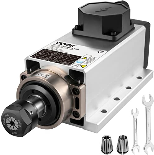 VEVOR Motor de Husillo Refrigerado 2,2 kW 220 V Motor Refrigerado por Aire ER20 Motor de Husillo Cuadrado Refrigerado para Máquinas de Grabado o Convertidores de Frecuencia y Materiales de Aplicación