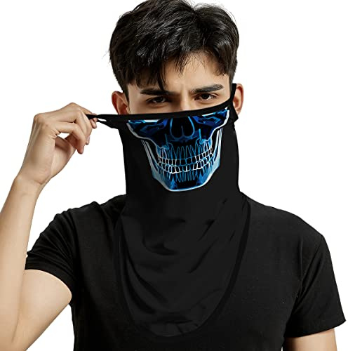 ShopINess Schlauchschal Totenkopf mit Ohrenschlaufen – Motorrad Bandana Unisex für Halloween und Outdoor Sport