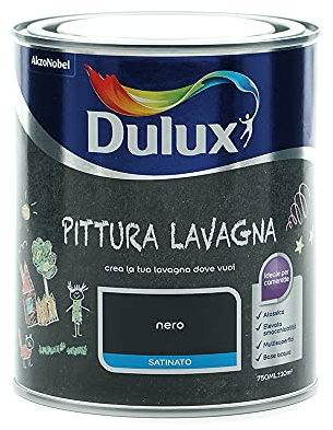 Dulux Pittura Nera all'Acqua Effetto Lavagna, 0.75 Litri, Nero