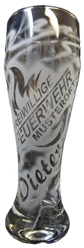Weizenglas 0,5 ltr. mit Gravur Freiwillige Feuerwehr Ortsname und Name | individuell personalisiert Bierglas Glas Weizenbierglas Weißbierglas Geschenk FFW FW Jugendfeuerwehr Feuerwehrmann - frau