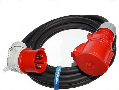 Hilark Extension cable H07RN-F 5x2,5 mm2 - Angled plug IP44 400V Rubber cable for construction, industry, outdoor - 40m