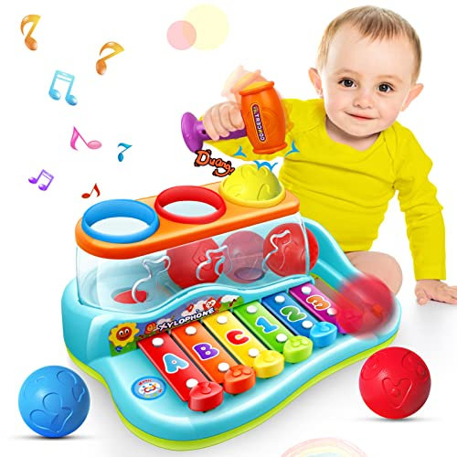 Baby Toys for 1 Year Old Boys Girls,Christmas Birthday Xylophone Toys Gifts for 6 12 18 Months Child, Early Educational Pound & Tap Hammering Kids Toys for Ages 2 3+