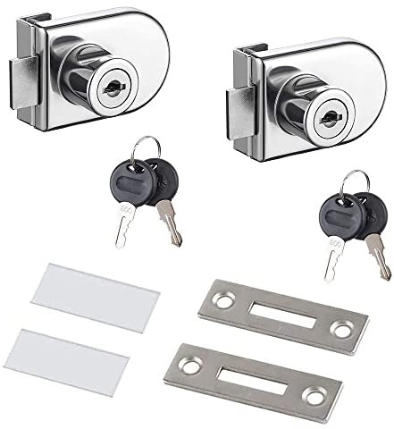 2 Stück Zinklegierung Sicherheitsschloss, Glastüren Sicherheitsschloss, Schloss Aus Zinklegierung, Glass Cabinet Lock, Für Einfamilienhäuser, Flügeltüren, Vitrinen