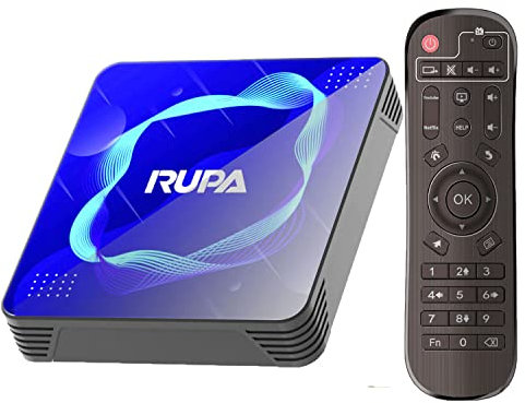 RUPA Android TV Box 11.0, 2025 Neueste Smart TV Box 2GB RAM 16GB ROM Amlogic S905W2 Media Box Unterstützung 2.4G/5.8G WiFi BT5.0 HDMI 3.0 100M 3D 4K HD TV Box mit Fernbedienung