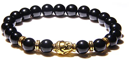 8 mm kungligt blå tigeröga armband män silverfärg Buddha huvud berlock armband kvinnor amulett Vinatge gul sten pärlor pulsera, onyx 1,21 cm