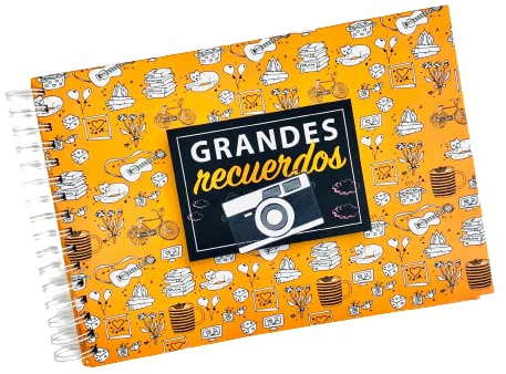 Album fotos firmas grandes recuerdos scrapbook cuaderno pegar fotografias de momentos unicos modelo naranja