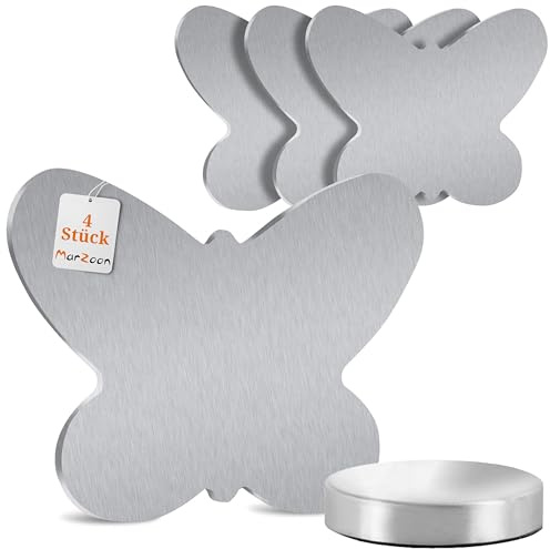 4x Magnet Tischdeckenbeschwerer Edelstahl, Tischtuchmagnete (Schmetterling) | magnetische Tischtuchgewichte, starker Halt, Vliesunterseite, dekorative Akzente, Balkon, Garten & Indoor, Tischtuchklammer
