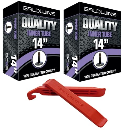 1 Paar 35,6 cm Baldwins Fahrradschläuche, Fahrradmantel, 35,6 cm x 1,75 bis 2,125 (passend für jedes 1,75, 1,85, 1,90, 1,95, 2,0, 2,10, 2,125) Schrader-/Auto-Ventil (2 Stück)