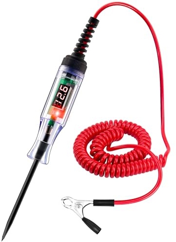 WINAMOO Automotive Test Light 5-90V Digital LED Circuit Tester with Voltage Display, Auto Bidirectional Light Tester, Electrical Voltage Tester with Extended Spring Wire & Probe for Car/RV/Vehicles
