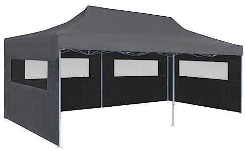 Tendone per Feste Tenda Garage Gazebo Professionale Tenda Pieghevole Pop-Up con Pareti Laterali 3x6 m AntraciteAdatto per matrimoni, all'aperto, giardino, feste