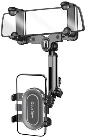 QLoztyse Support Telephone Voiture Retroviseur - Réglable et Multifonctionnel Support Téléphone Voiture, Rotation à 360° et Rétractable pour Automobile Rétroviseur