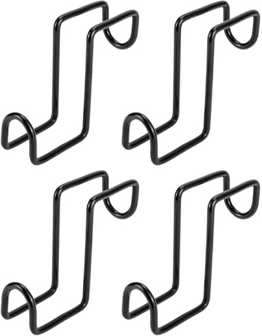 QWORK 4 Inch Tack Hook Set - 4 Pack Heavy Duty Black Horse Halter Rack, Over Rail Bridle Hooks Anti-Rust Coated Metal Hooks for Horse Bridle, Water Bucket Hangers, Stable and Barn Organization
