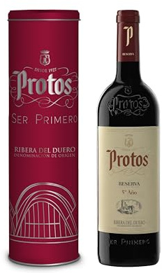 Protos Vino Tinto Reserva, Tempranillo, D.O. Ribera del Duero, 750 ml | Botella individual con Cánister de 750 ml - Estuche regalo