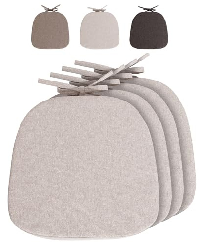 RUIXUAN Stuhlkissen 36x36*4cm Sitzkissen halbrund Rutschfestes Stuhlauflage Sitzpolster für Stuhl Sitzkissen für Gartenstuhl, Küche oder Esszimmer Stuhlkissen mit Bändern Outdoor Indoor (beige-4pcs)