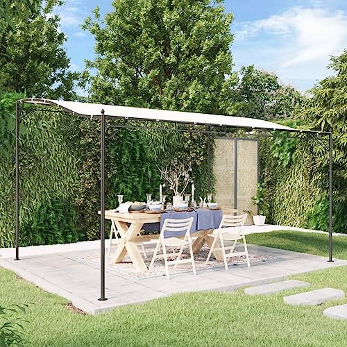 AUVYI Pavillon im Freien 4x3 m Taupe Stoff Wasserfestes Material Gartenlaube mit Geschwungenes Dach Gartenzelt Markise Breite Anwendungen für Teestunden, Familienfeiern, Picknicks