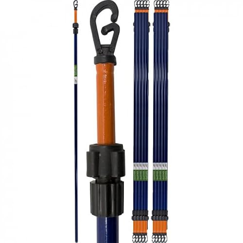 Set Of 2 Heavy Duty 2.6m Metal Telescopic Washing Line Pole - 8.5ft Extendable Home & Garden Clothes Laundry Support Props | For Outdoor Indoor Airer Rope String - Extendable From 1.4m to 2.6m