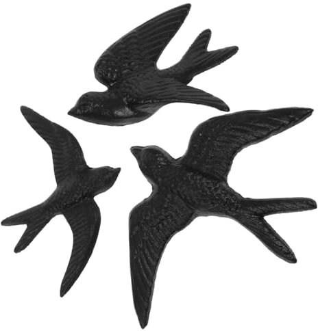 PRETYZOOM 3 PièCes DéCoration Murale En Fer Forgé, Hirondelles En MéTal Suspendues, Style Rustique, Ornements Muraux Pour Maison, Salon, Balcon, DéCoration IntéRieure Et ExtéRieure