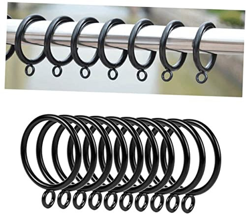 Yardenfun 24pezzi Anelli Per Tende Ganci Per Appendere Tende Compatibili Con Vari Tipi Di Tendaggi Nero Facili Da Installare e Resistenti