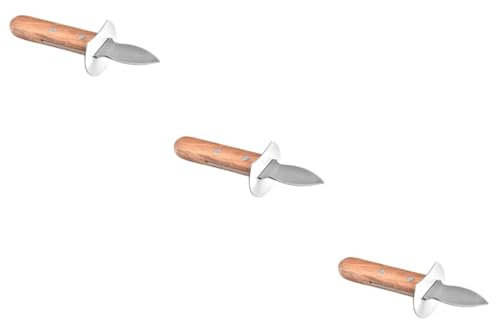 Amosfun 3 Stk Austernmesser aus Edelstahl Krabbenmesser Werkzeuge zum Öffnen von Austern Muschellöser Austernmesser mit Holzgriff Austern öffnen Werkzeug Austernschälschneider Küchenwaren