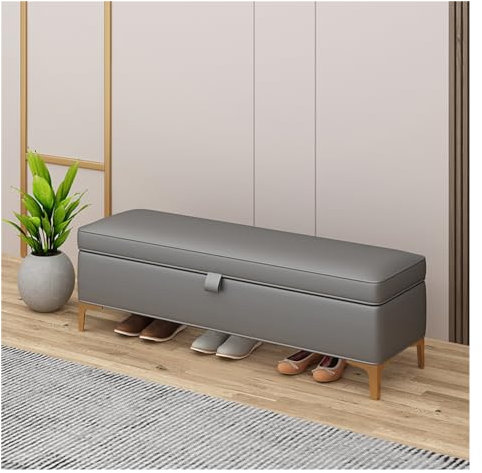 Sitzbank Polsterbank Aufbewahrungsbank – Eingangsbank, Ottomane for das Bettende im Schlafzimmer, Lederbank, Schlafzimmerbänke for das Fußende des Bettes, gepolsterte Bank mit goldenen Beinen Sitzhock