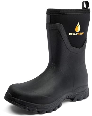 Hellorain Neoprene Rubber Waterproof Rainboots Muck Boots for Women Non-slip Lightweight Breathable Women's Rain Shoes Suitable for Farming, Fishing, Garden