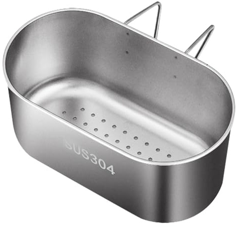 Ragyzity Stainless Steel Sink, Multifunction Strainer Colander, Kitchen Food Catcher Sink Strainer Basket for Filter, Multifunctional Hanging Shelf Sink Drain Strainer