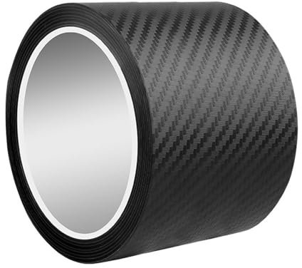 Autofolie Schwarz,10cm*3m Carbon Fiber Folie, Lackschutzfolie für Auto, Dekorative Auto Carbonfolie Klebefolie Auto Einstiegsleisten Schutz Türschwellenaufkleber für Fahrrad Motorrad Einstiegsleisten
