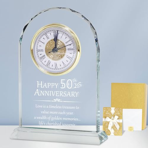 Top-spring Geschenk zum 50. Jahrestag der Hochzeit, Schreibtischuhr als Andenken für Eltern und Großeltern, personalisierte Quarzuhr für Frauen und Männer, Goldene Hochzeit (50. Jahrestag)