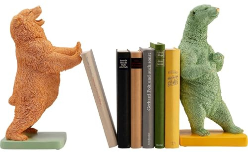 Kare Design Buchstütze Bear Party (2/Set), Mehrfarbig, Deko Objekt, Tiermotiv, Hunde Motiv, Accessoire, Zimmerdekoration, Wohnzimmer, Home Office, 30x10x15 cm (H/B/T)