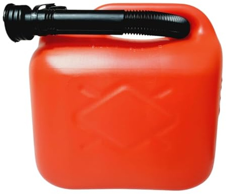 Unibos | 5L Red Plastic Petrol Can | Jerry Fuel Diesel Can | Water Container | With Flexible Spout (1 Red)